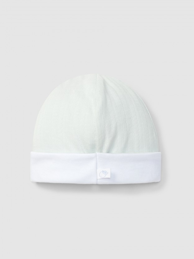 Organic cotton beanie with embroidered detail Organic cotton beanie with embroidered detail