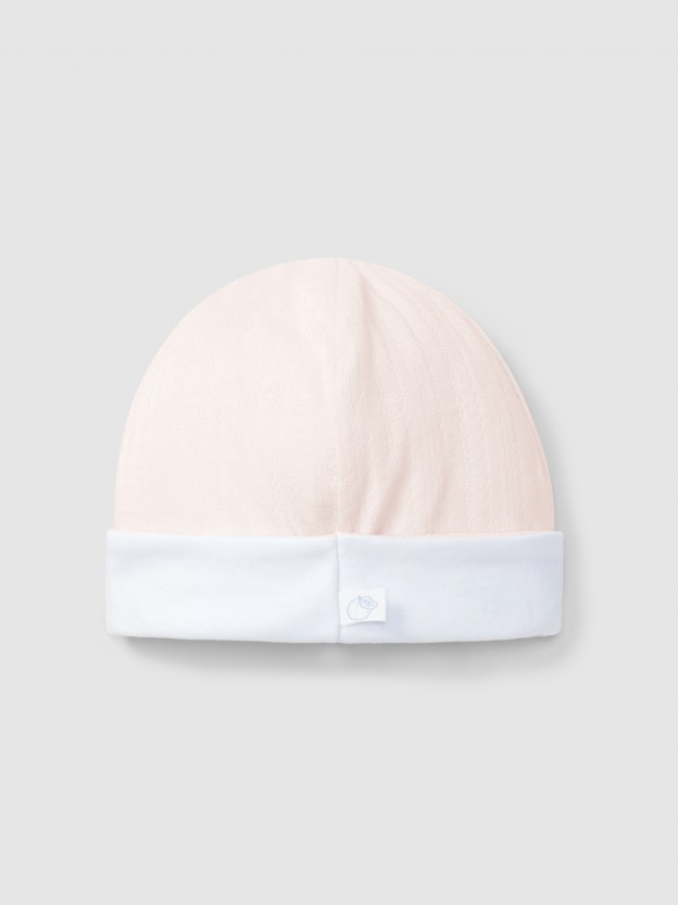 Organic cotton beanie with embroidered detail Organic cotton beanie with embroidered detail