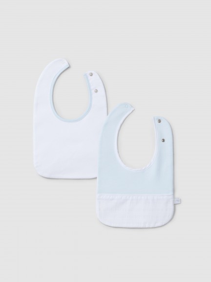 Pack of two striped jacquard bibs