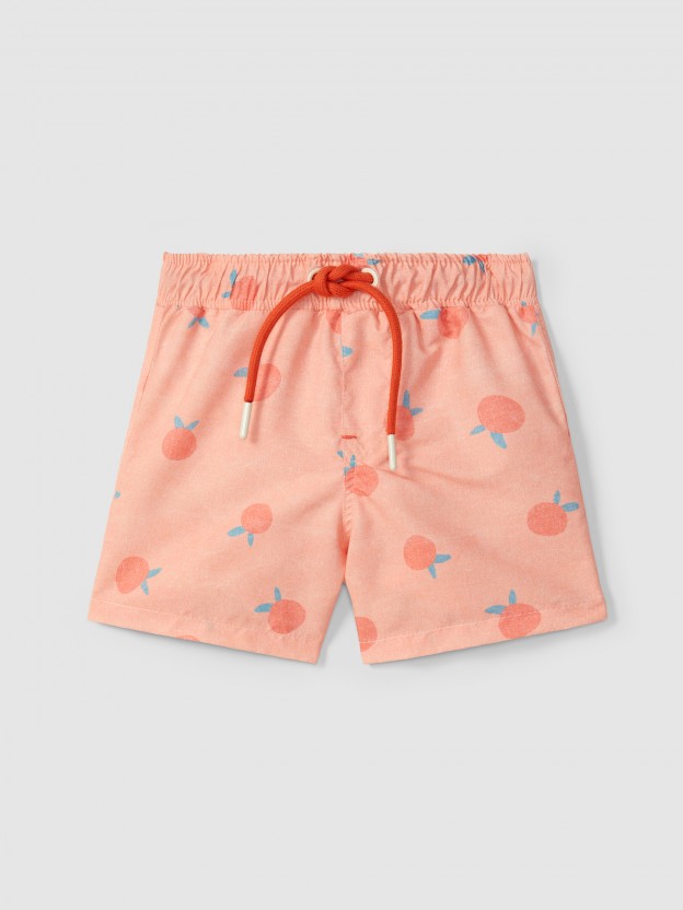 Short de bain imprim� de pommes