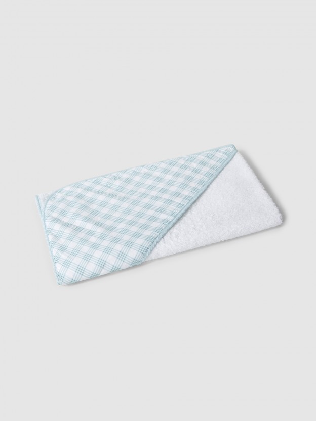 Serviette de bain imprim�e d�tail carreaux vichy