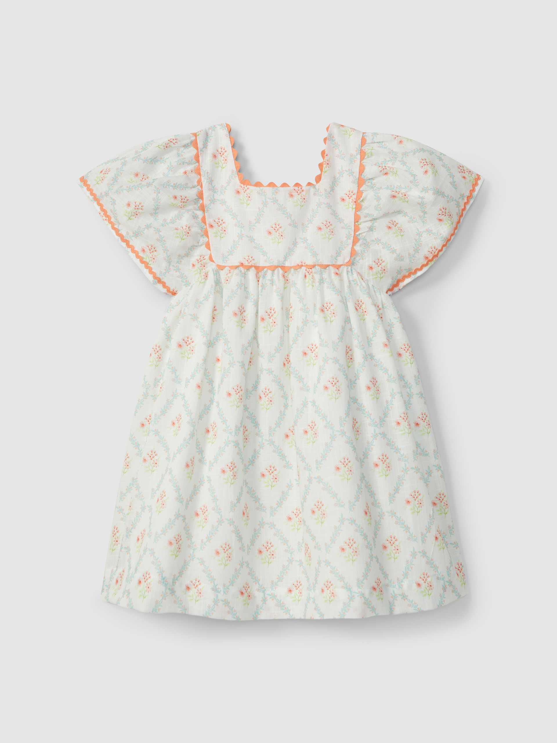 Vestido floral com detalhe de espiguilha