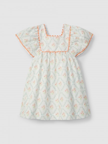 Robe � fleurs avec d�tail de galon