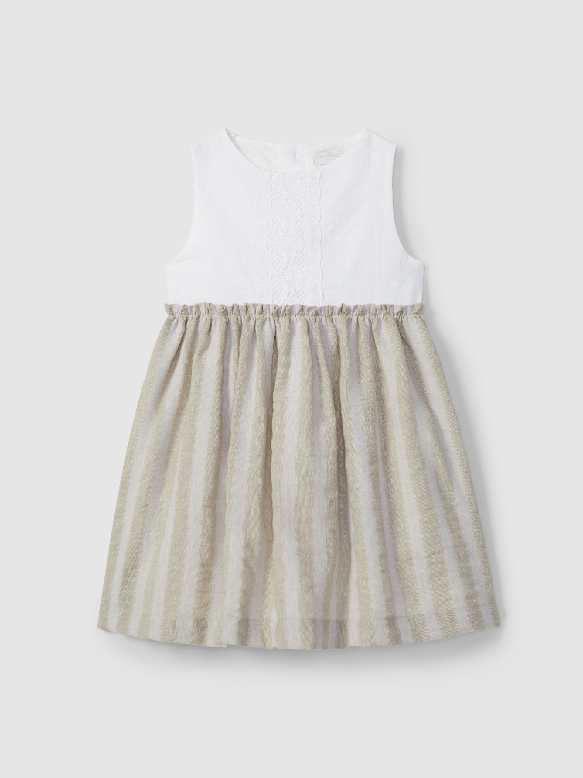 Vestido lino con aspecto natural y detalle en ganchillo