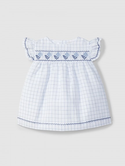 Vestido com bordado ponto de cruz em quadricula Vestido com bordado ponto de cruz em quadricula