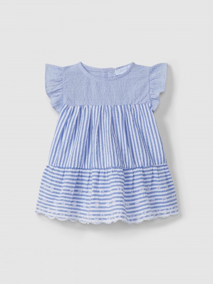 Striped and embroidered seersucker dress Striped and embroidered seersucker dress