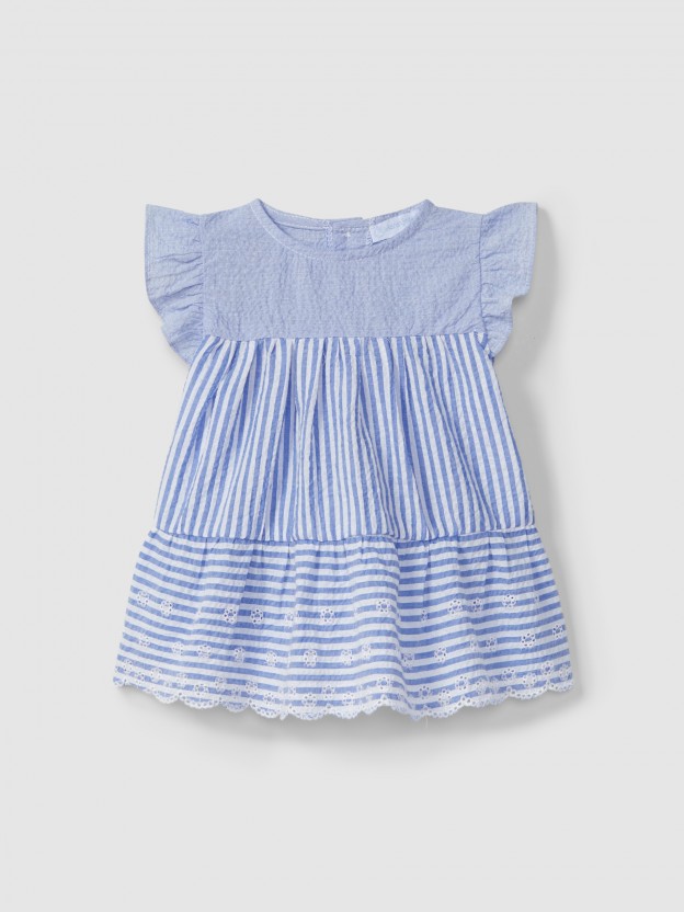 Striped and embroidered seersucker dress Striped and embroidered seersucker dress