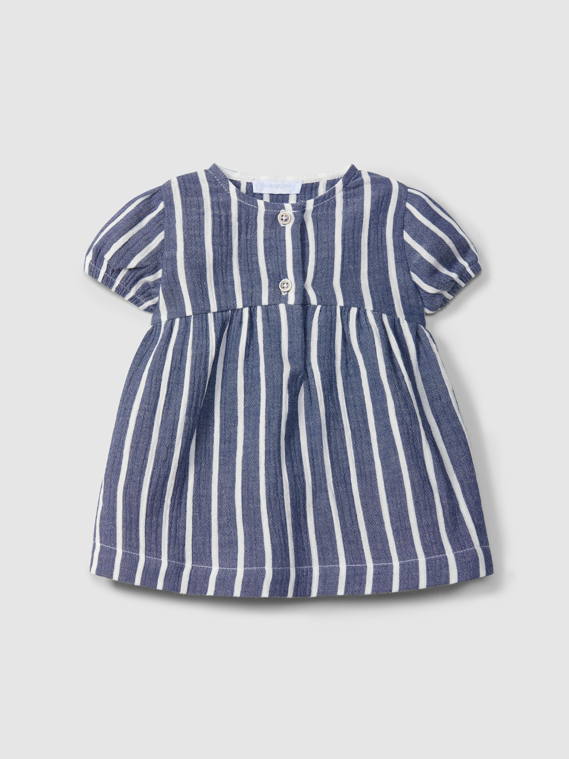 Vestido em gaze de riscas