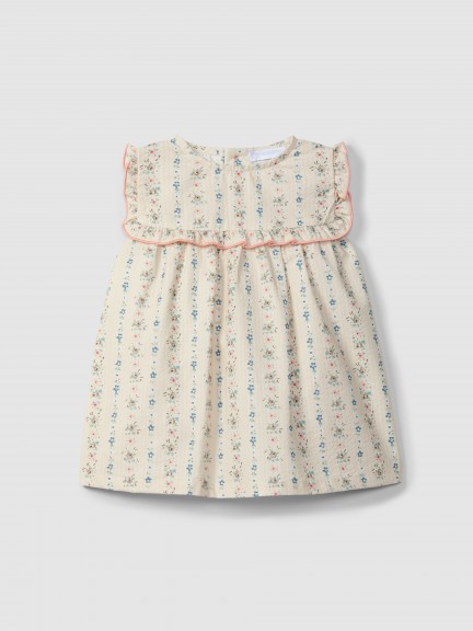 Floral print seersucker dress