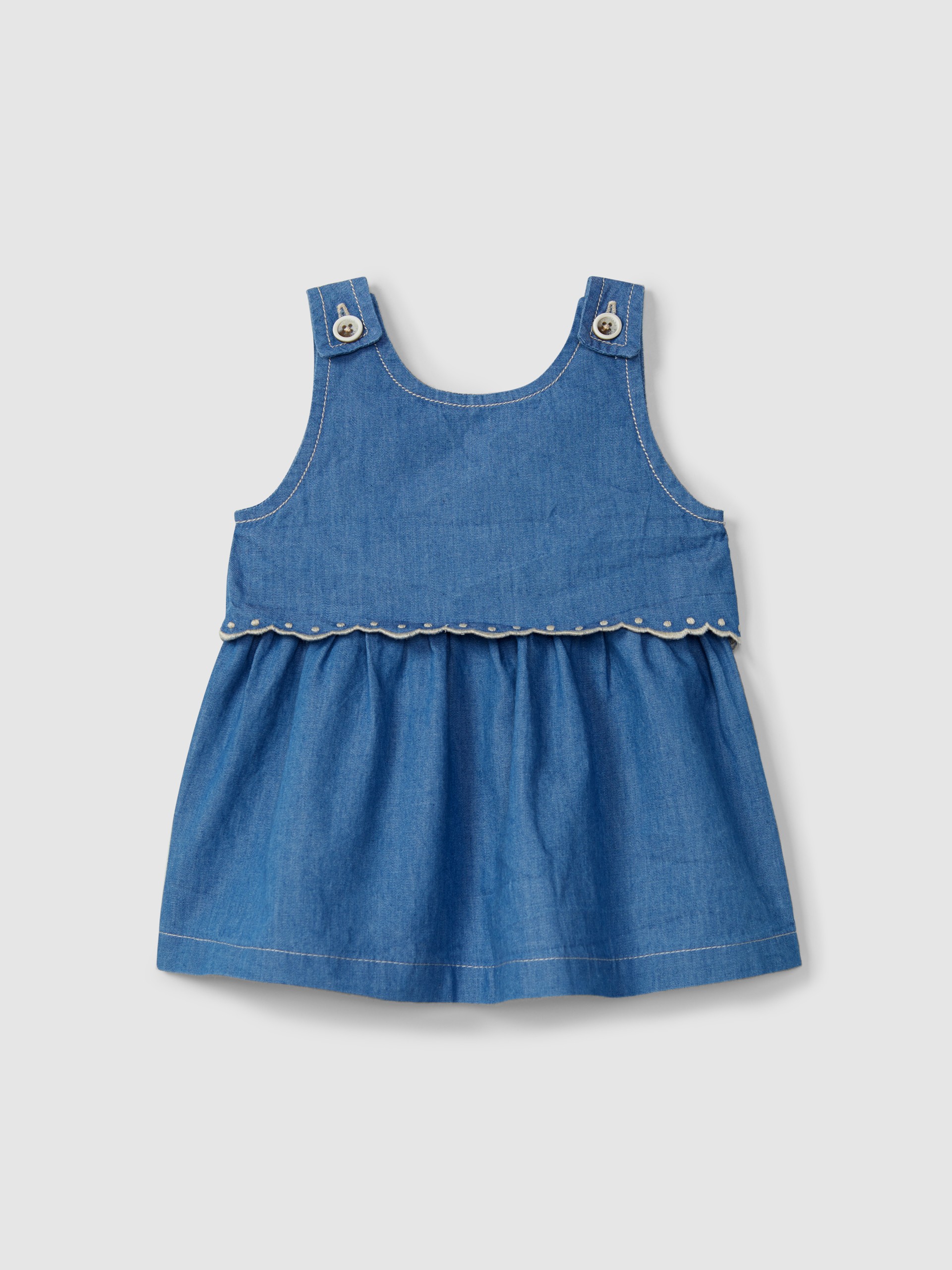 Thin denim dress with embroidered details