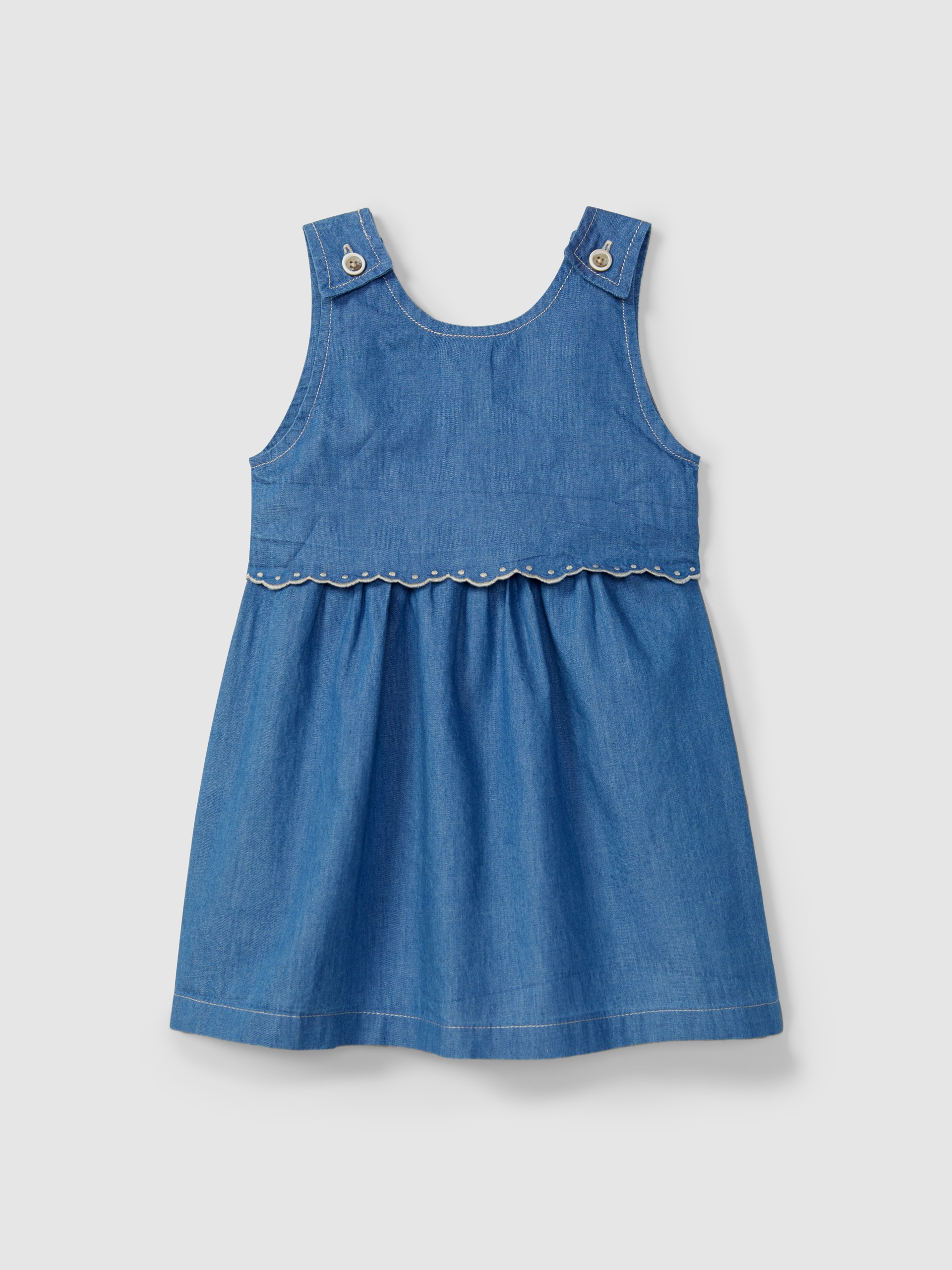 Thin denim dress with embroidered details