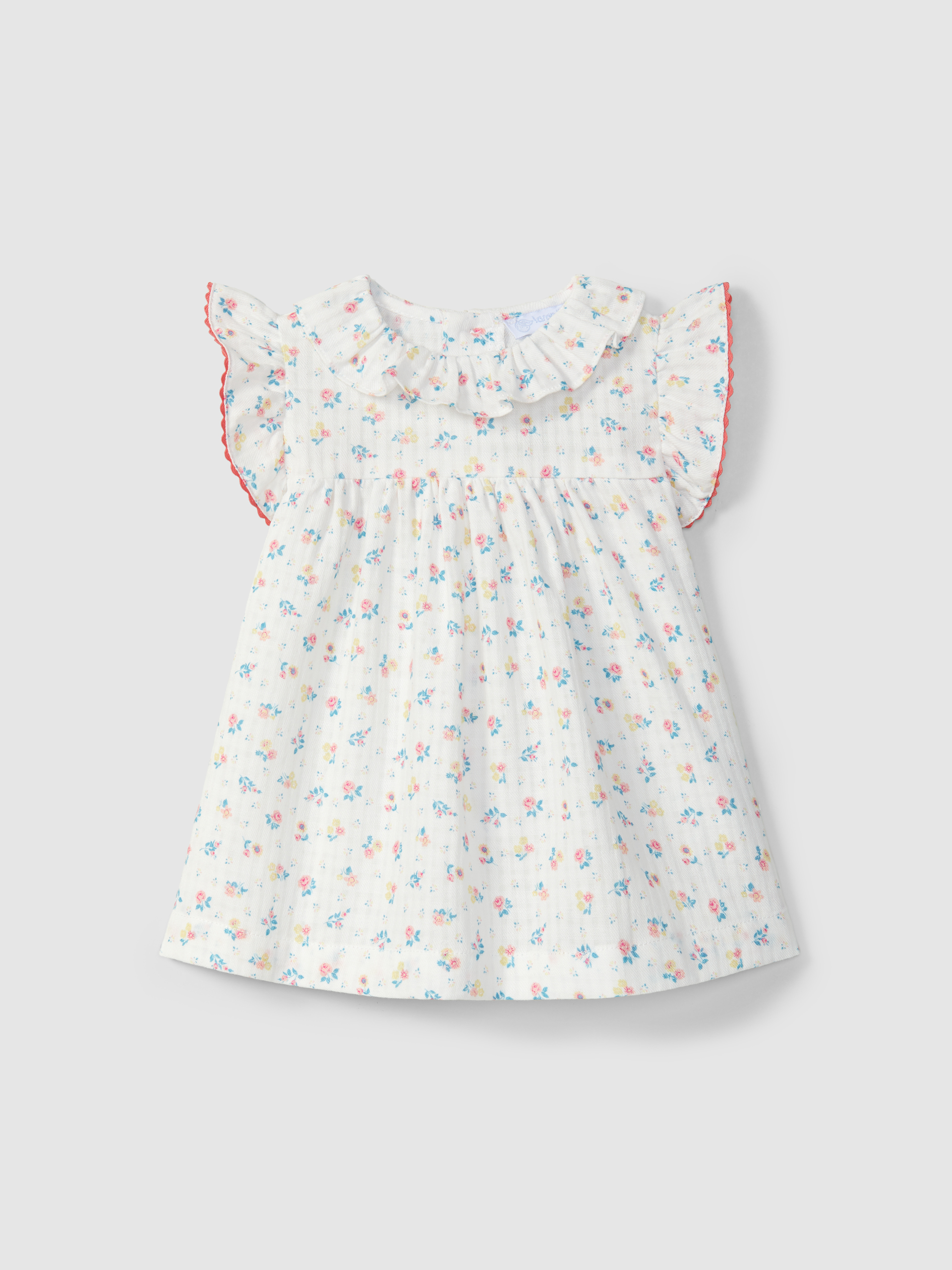 Dress floral print with ruffled collar