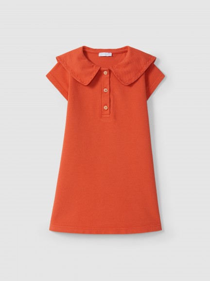 Vestido piqué con detalle de zig zag Vestido piqué con detalle de zig zag