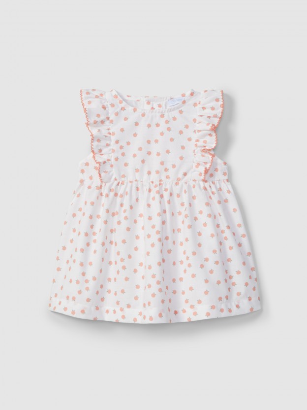 Dress printed with contrast colour details Dress printed with contrast colour details