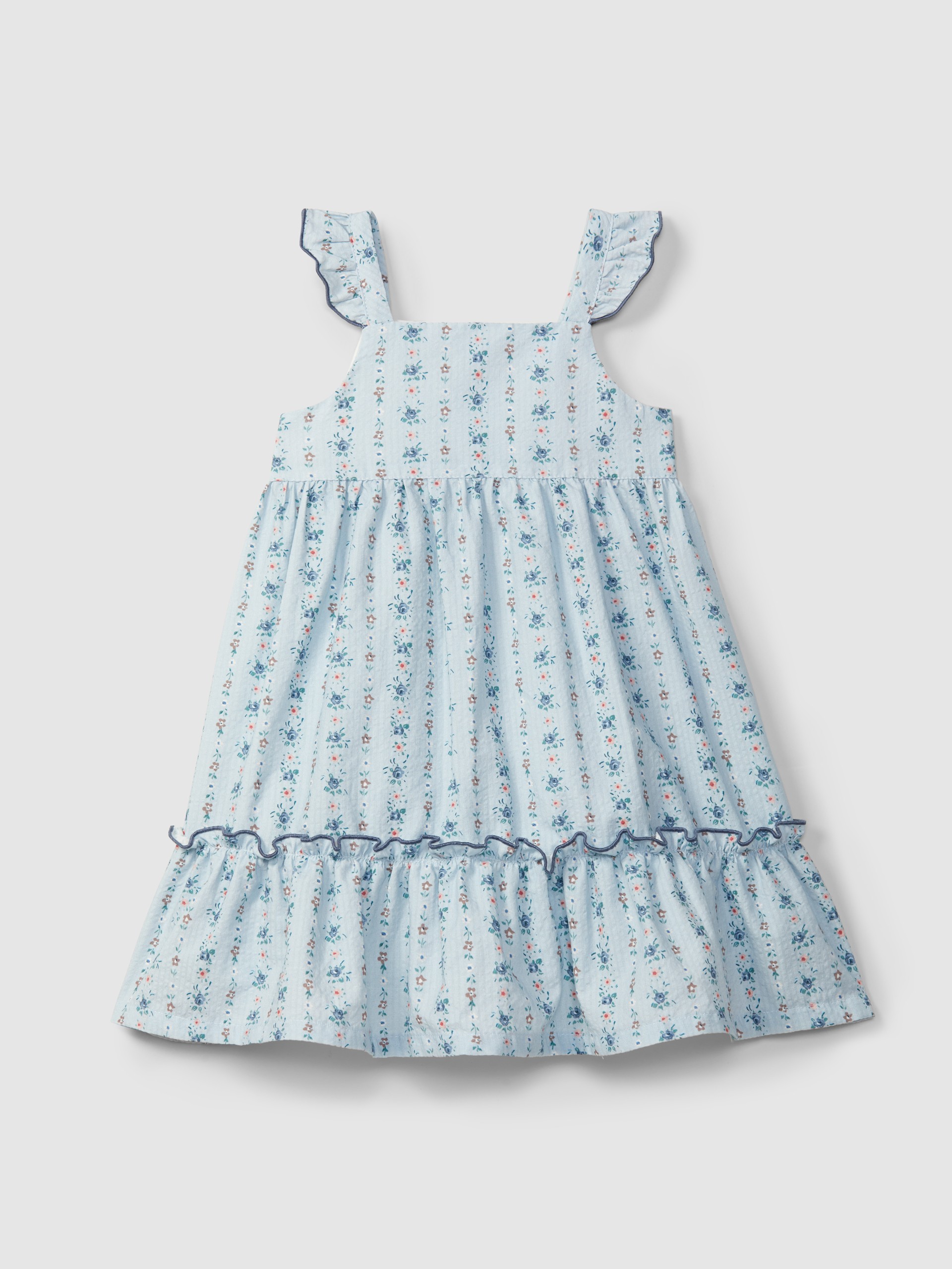 Floral print seersucker dress