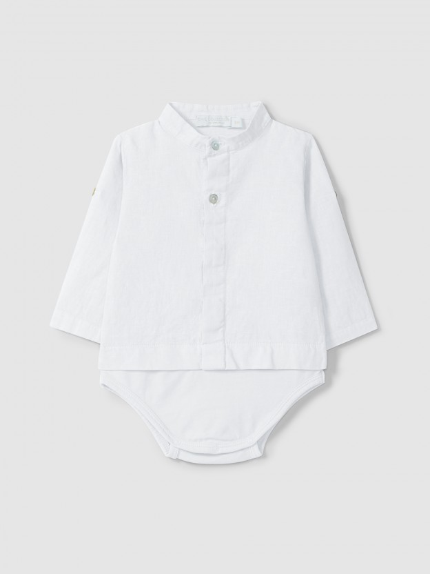 Body-camisa gola mao em linho Body-camisa gola mao em linho