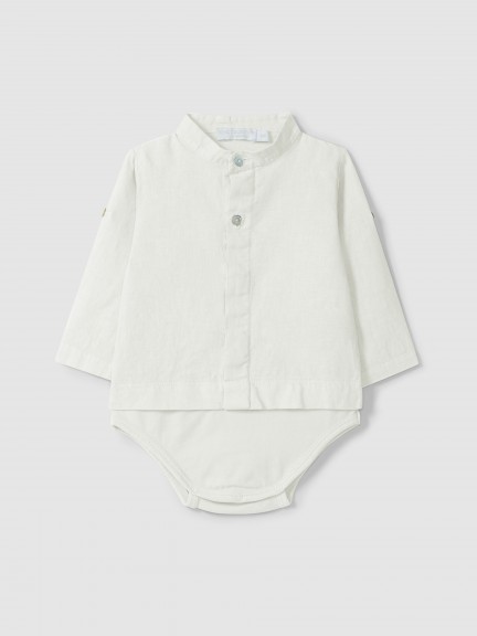 Body shirt mandarin collar in linen Body shirt mandarin collar in linen