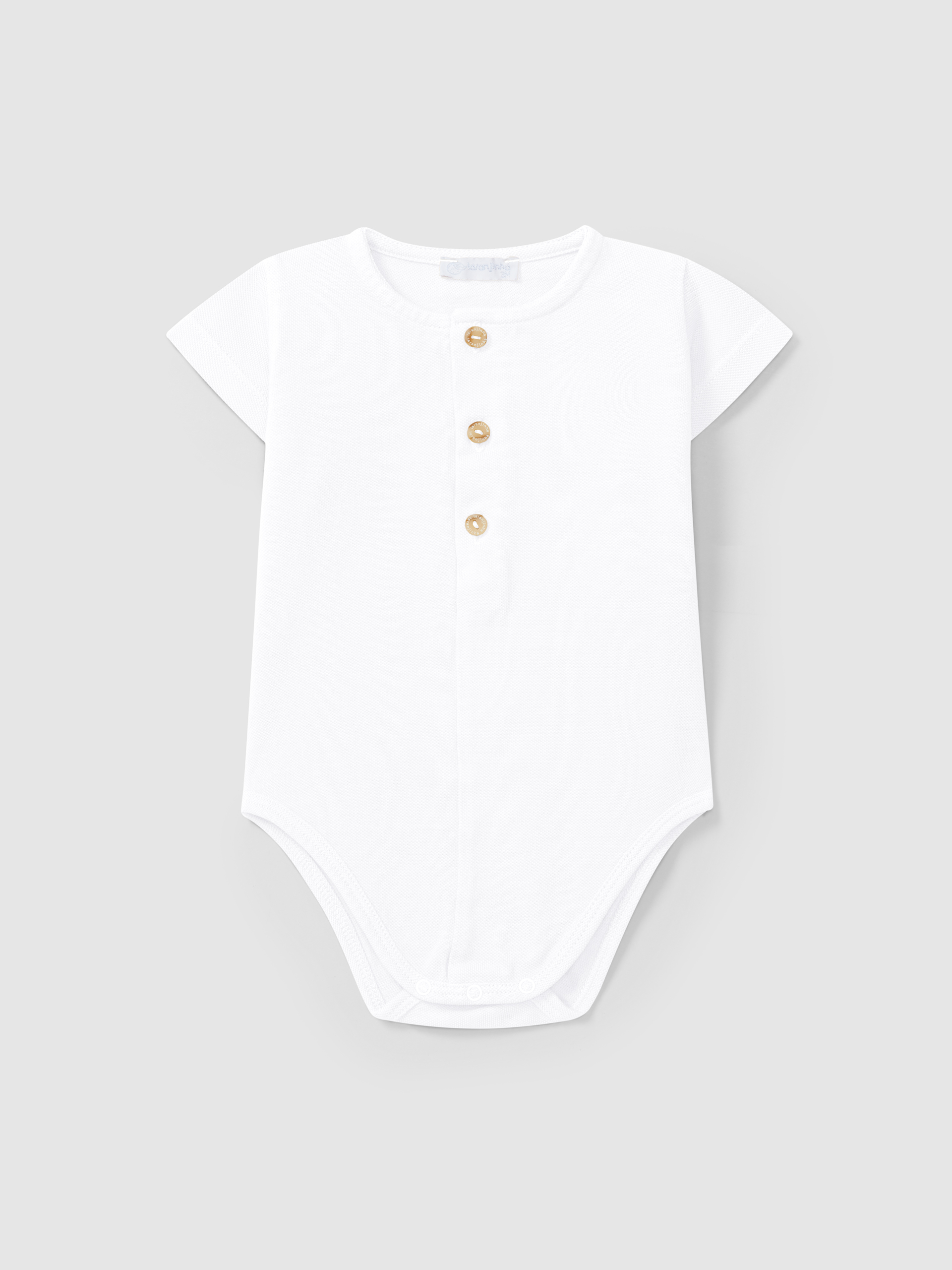 Piqué bodysuit mandarin collar