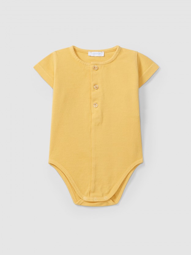 Piqué bodysuit mandarin collar Piqué bodysuit mandarin collar