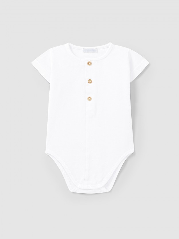 Piqué bodysuit mandarin collar Piqué bodysuit mandarin collar
