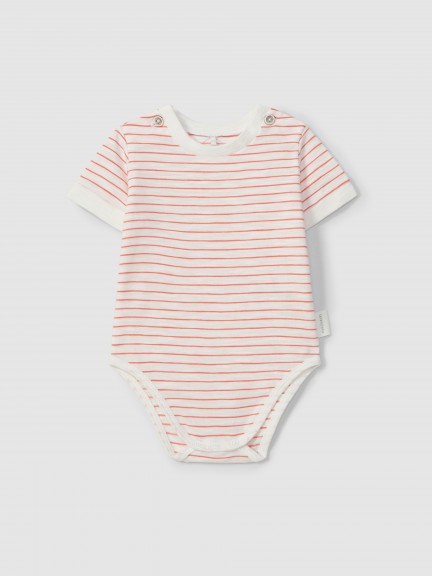 Striped bodysuit mandarin collar Striped bodysuit mandarin collar