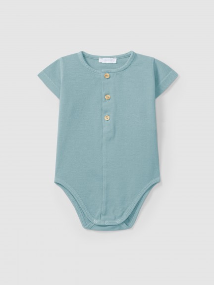 Piqu� bodysuit mandarin collar