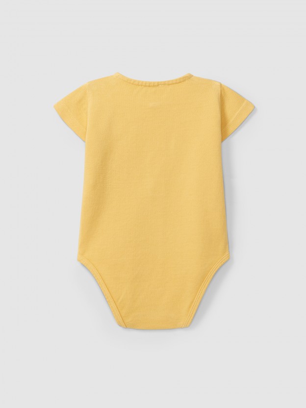 Piqué bodysuit mandarin collar Piqué bodysuit mandarin collar
