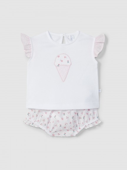 Conjunto de dos piezas plumeti floral y bordado