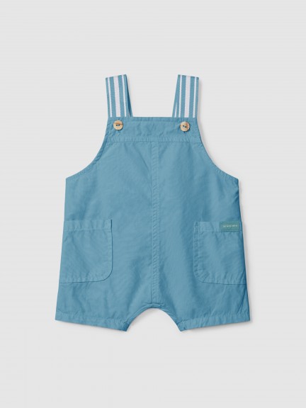Short-salopette bretelles � rayures de couleur en contraste