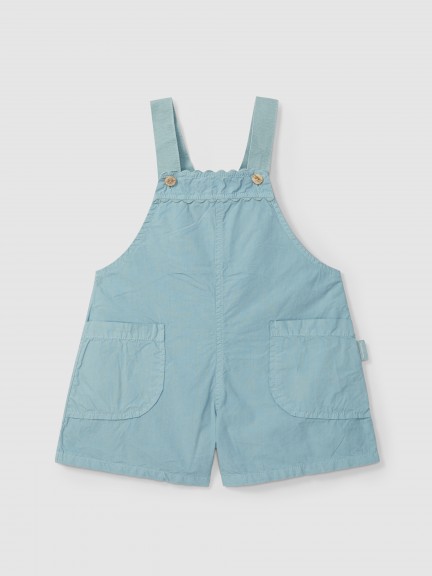 Twill dungaree shorts with rickrack detail