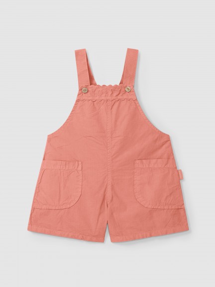 Twill dungaree shorts with rickrack detail Twill dungaree shorts with rickrack detail