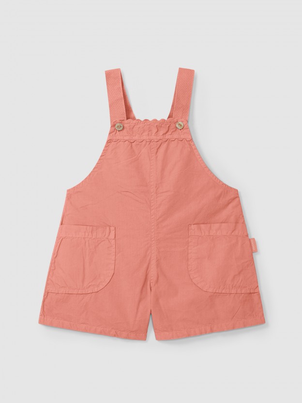 Twill dungaree shorts with rickrack detail Twill dungaree shorts with rickrack detail