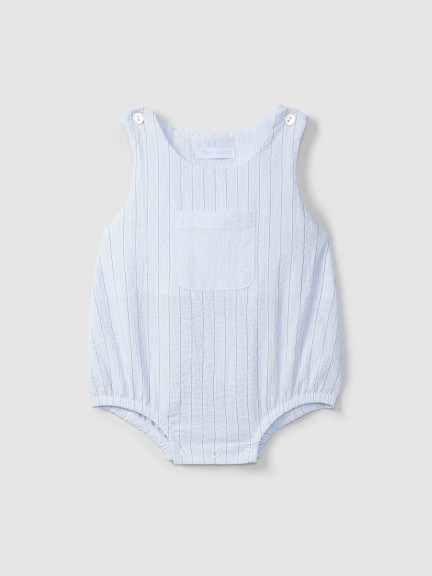 Shortie striped seersucker with pocket