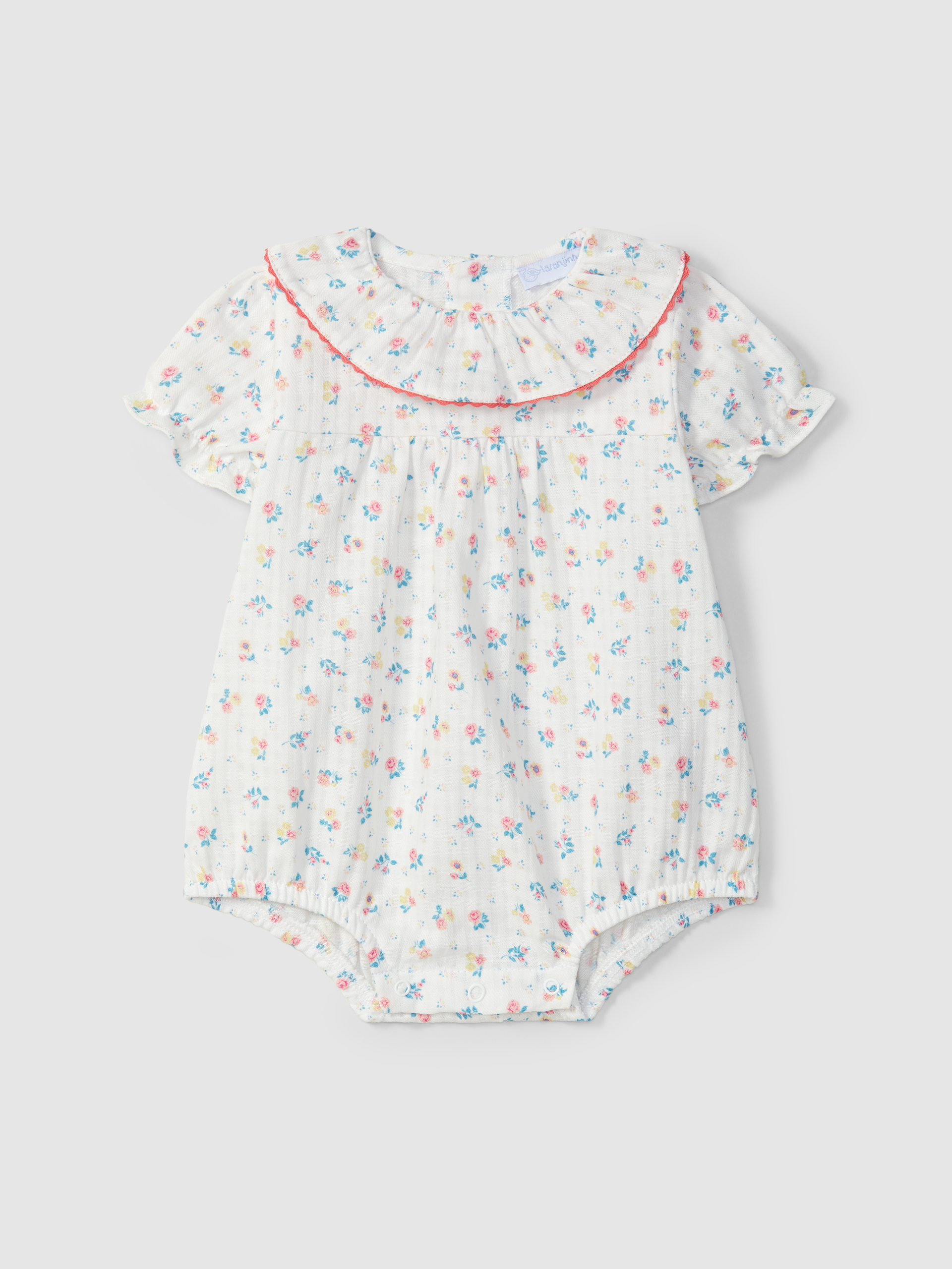 Floral print shortie with ruffled collar