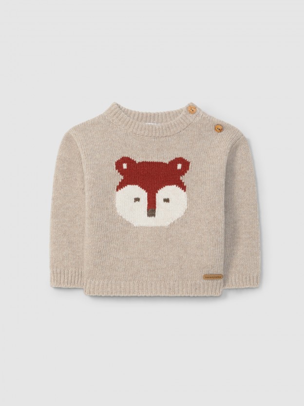 Knitted jumper with figurative intarsia Knitted jumper with figurative intarsia