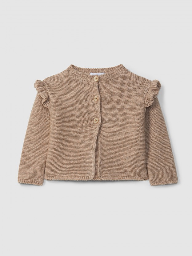 Knitted cardigan with ruffled detail Knitted cardigan with ruffled detail