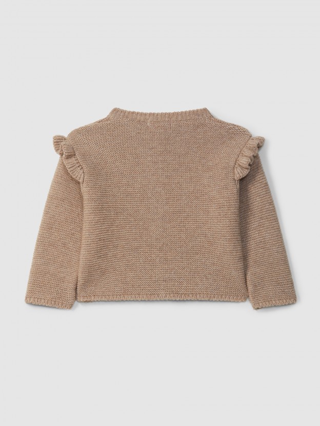 Knitted cardigan with ruffled detail Knitted cardigan with ruffled detail