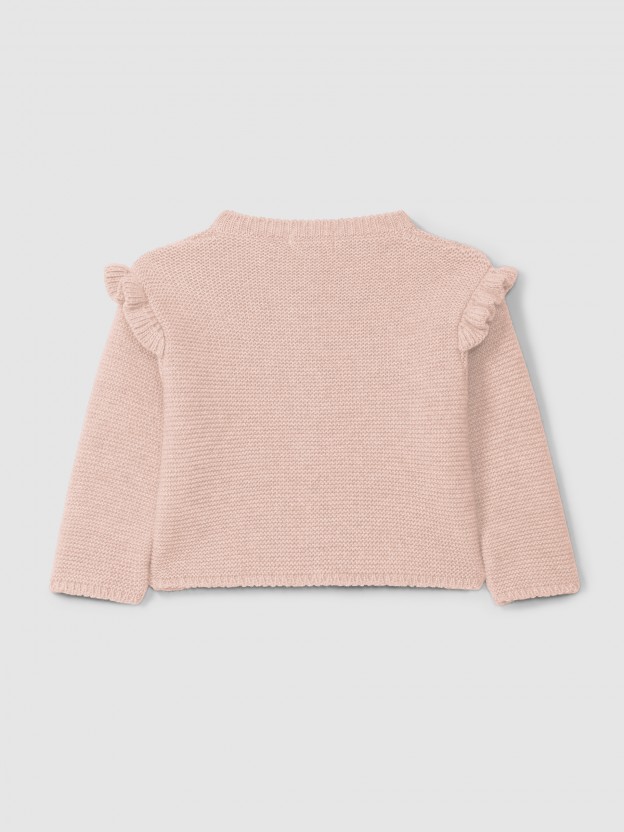 Knitted cardigan with ruffled detail Knitted cardigan with ruffled detail