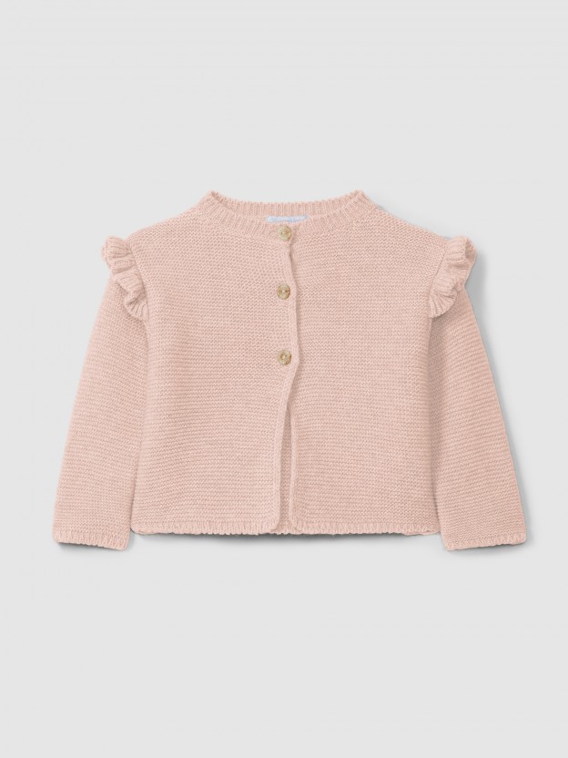Knitted cardigan with ruffled detail Knitted cardigan with ruffled detail