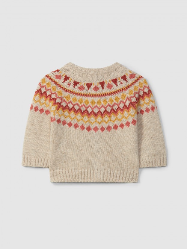 Abrigo tricotado con jacquard Abrigo tricotado con jacquard