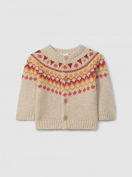 Abrigo tricotado con jacquard