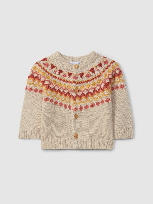 Abrigo tricotado con jacquard Abrigo tricotado con jacquard
