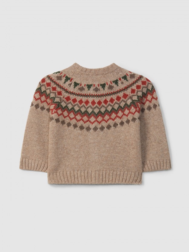 Abrigo tricotado con jacquard