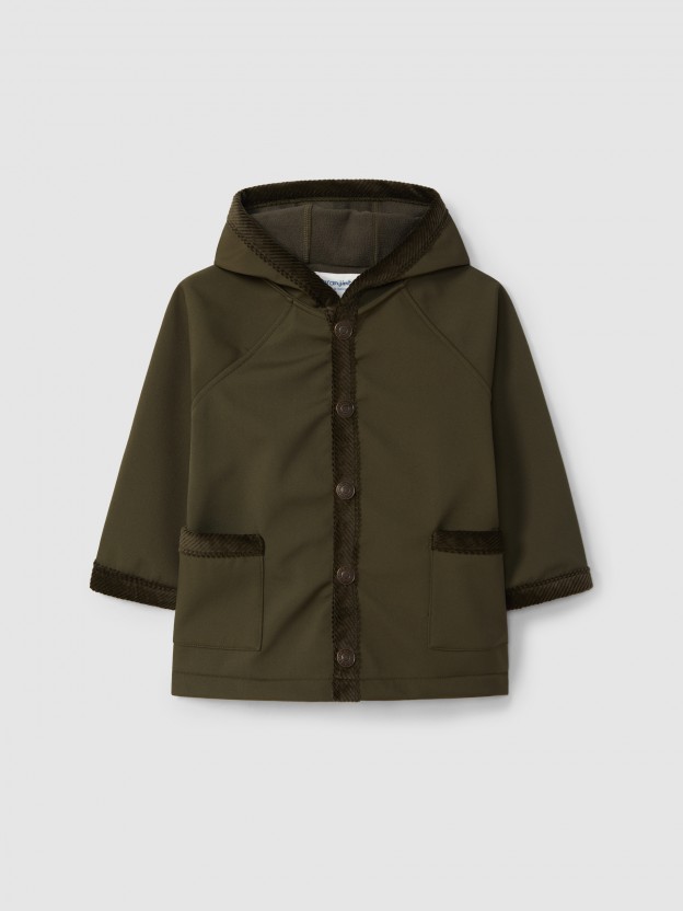 Veste à capuche détails en velours côtelé Veste à capuche détails en velours côtelé