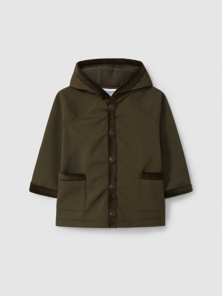 Veste � capuche d�tails en velours c�tel�