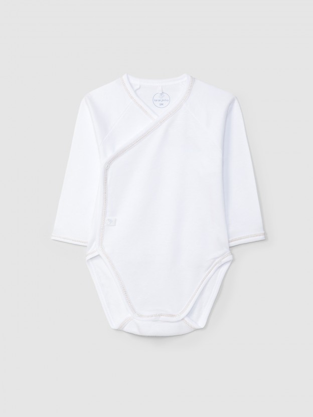 Plain cotton crossover bodysuit Plain cotton crossover bodysuit