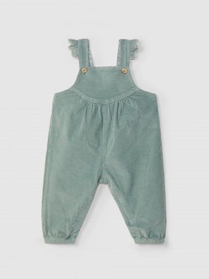 Corduroy dungarees with ruffled detail Corduroy dungarees with ruffled detail