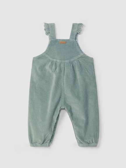 Corduroy dungarees with ruffled detail Corduroy dungarees with ruffled detail