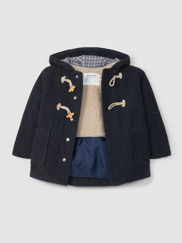 Hooded overcoat with pockets Hooded overcoat with pockets