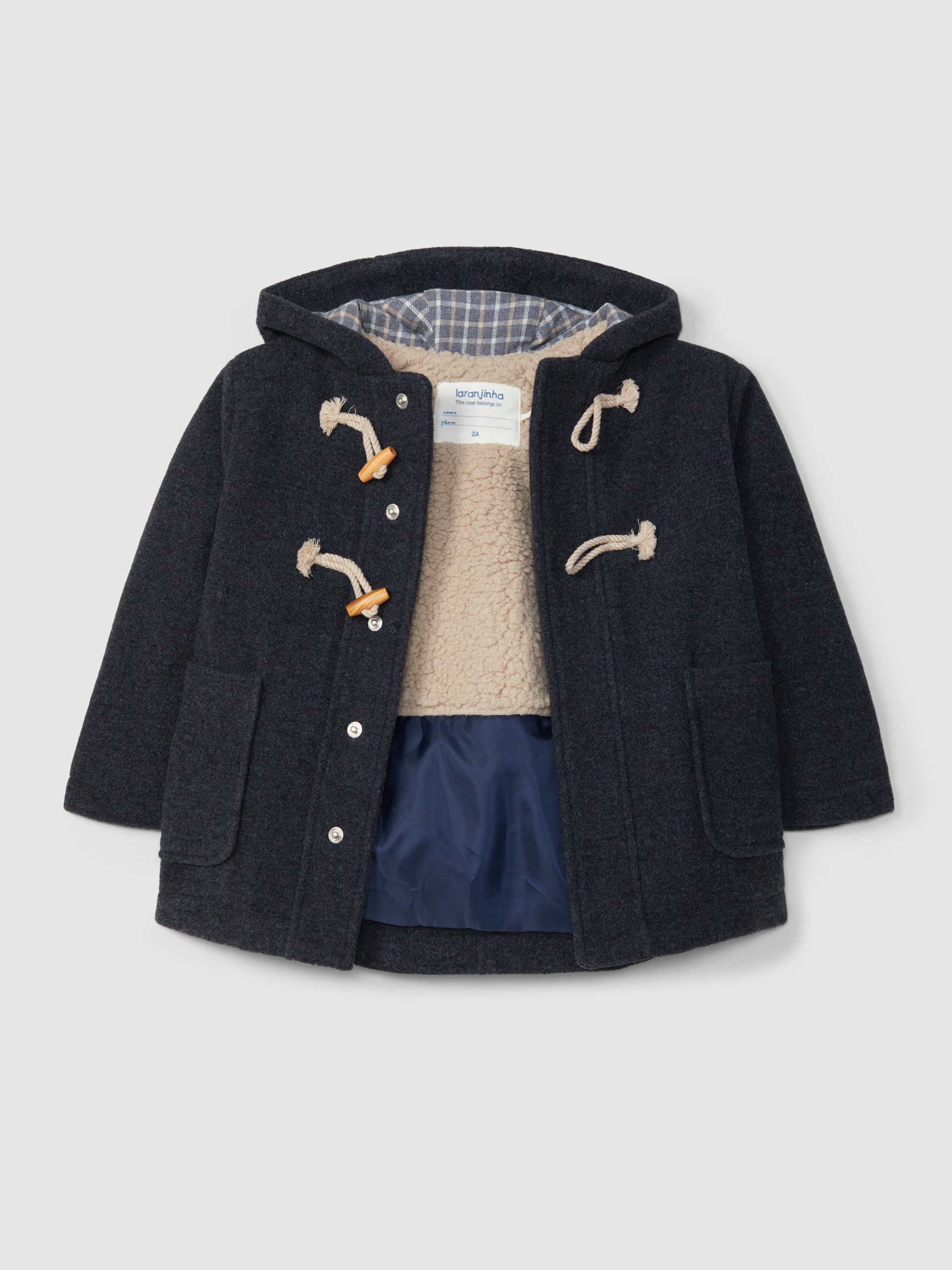 Hooded overcoat with pockets